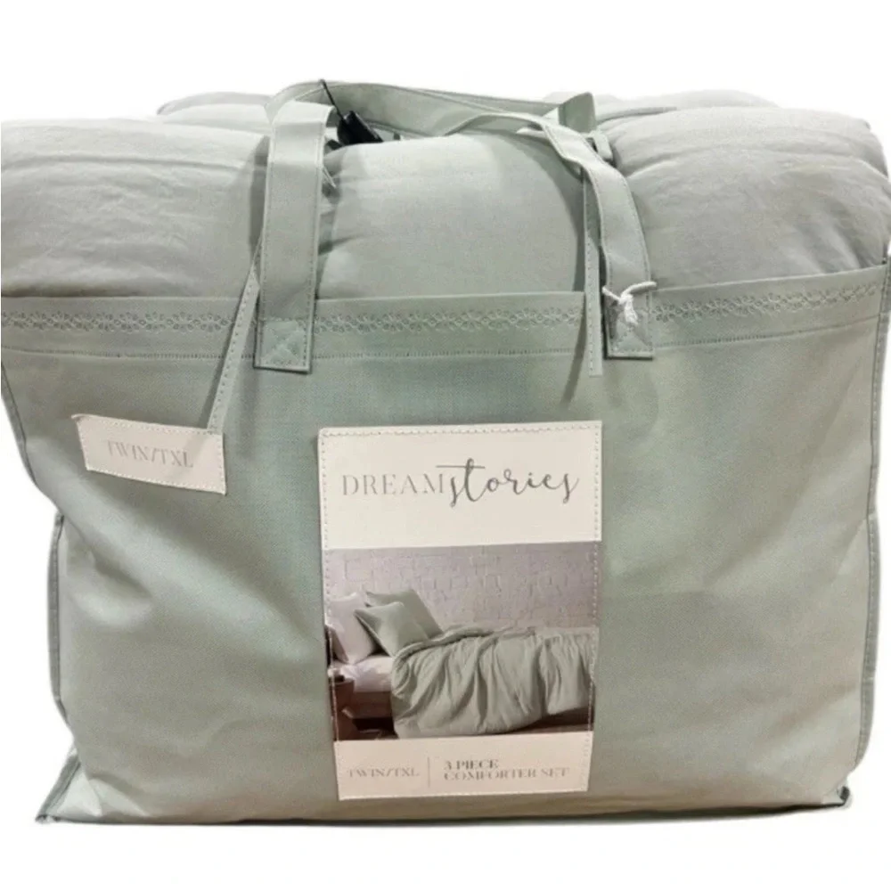 Dream Stories Matcha Green Twin/Twin XL Comforter Set New 3 Pieces 68”x90”
